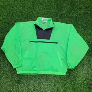 VTG 90s Seattle-Blues Anorak Windbreaker M 23x25 Neon Green Baggy Seattle-Blues